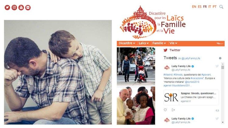 Заглавната страница на уеб сайта на ватиканското Ведомство за миряните, семейството и живота
