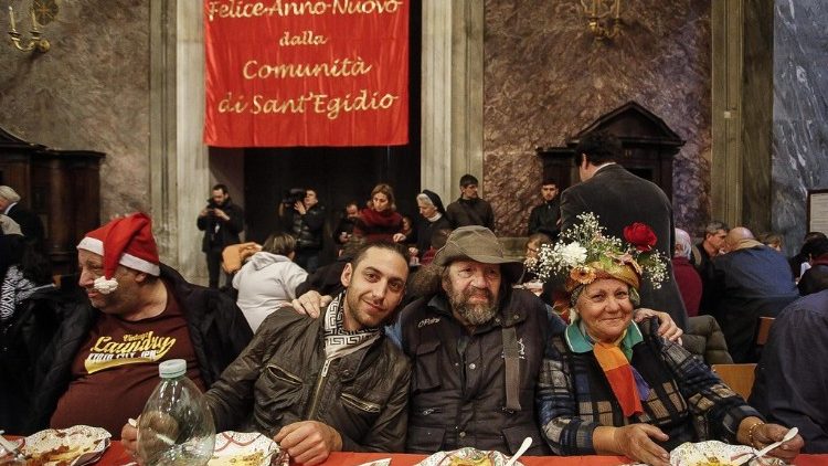 Vianočný obed pre chudobných organizovaný Komunitou sv. Egídia v Ríme
