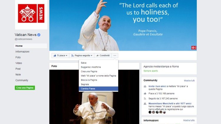 Kryefaqja Facebook Vatican News