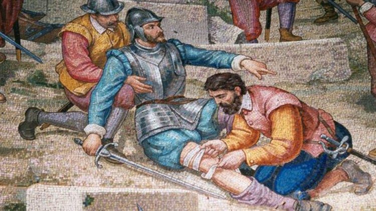  Baskický šľachtic Iñigo López de Oñaz y Loyola, zranený pri obrane Pamplony 20. mája 1521
