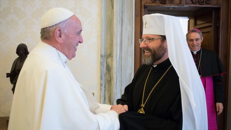 Papež František s arcibiskupem Svjatoslavem Ševčukem