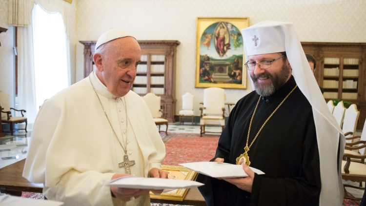 Archivbild: Der Papst und Großerzbischof Schewtschuk