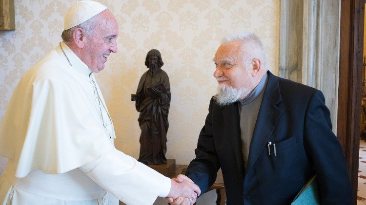 Pope Francis and Enzo Bianchi,  founder of the Bose Monastic Community
