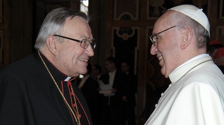 Kardinal Lehmann mit Papst Franziskus