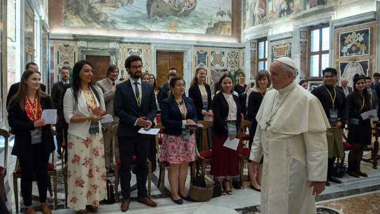 Pope Francis meeting participants in the 2018 Vatican Observatory Summer School in Astrophysics on June 14. 