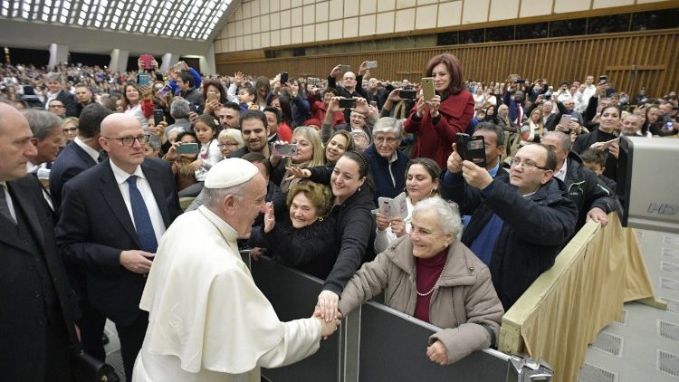 Le Pape François lors de l'audience générale du 10 janvier 2018, en salle Paul VI au Vatican.