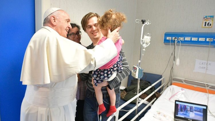 Pope Francis visits the Bambino Gesu hospital near Rome