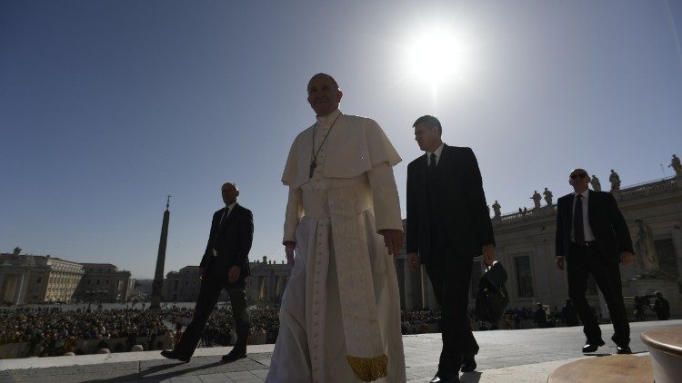 Pope Francis arrives in St Peter's Square for his weekly General Audience