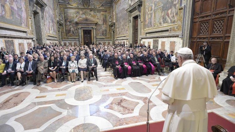 Pope addressing participants in conference organized by the Centesimus Annus pro Pontifice Foundation, 26 May, 2018. 
