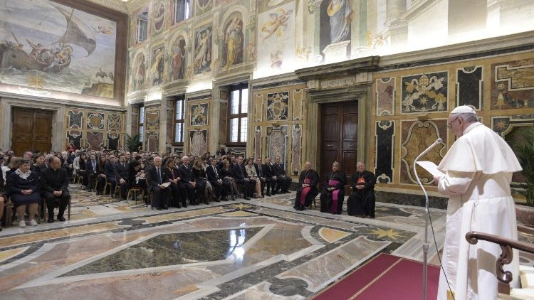 Pope Francis meets with Avvenire's staff and their families