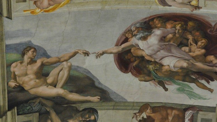 Creation of Adam by Michelangelo in the Sistine Chapel 