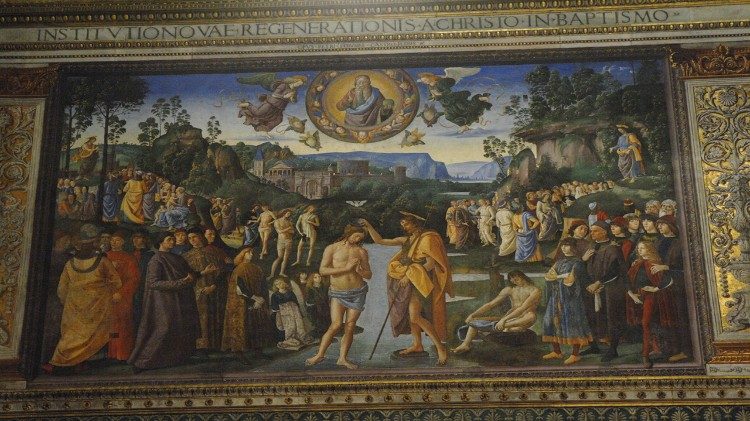 Pietro di Cristoforo Vannucci detto il Perugino, 1482, affresco, 335 x 540 cm,  Cappella Sistina, Roma