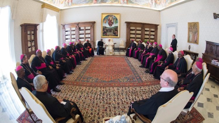 Rencontre entre le Pape François et les évêques des Antilles au Vatican, lundi 16 janvier 2018.