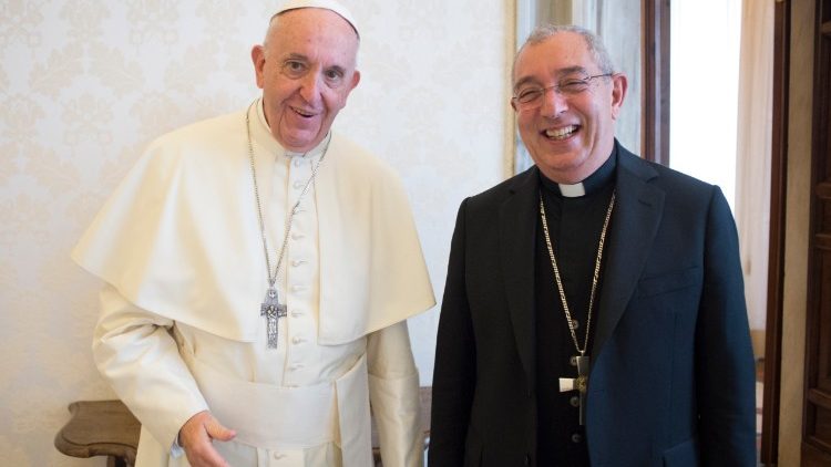 2018년 4월 프란치스코 교황과 안젤로 데 도나티스 추기경의 만남