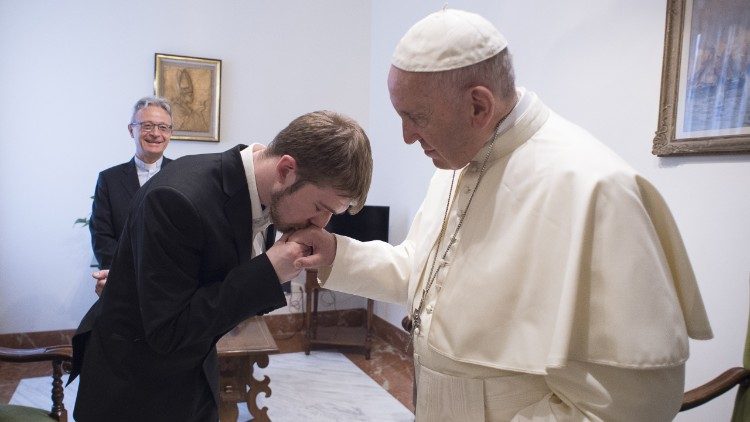 Alfie Evan's father is received by Pope Francis at the Casa Santa Marta