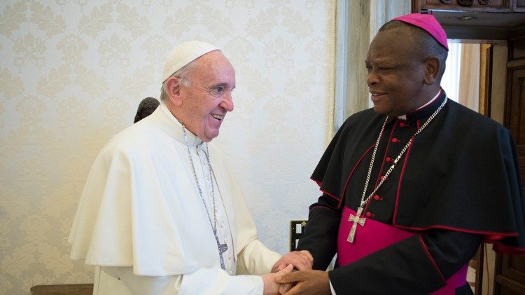 Archive image of Pope Francis and Cardinal Ambongo Besungu, Archbishop of Kinshasa