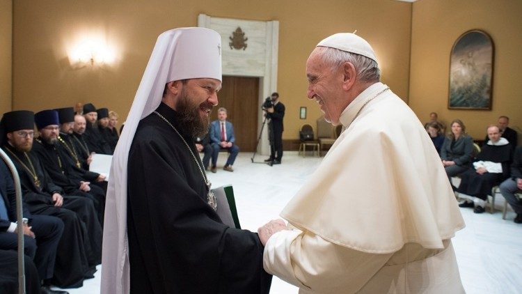 Popiežius ir Maskvos patriarchato delegacija