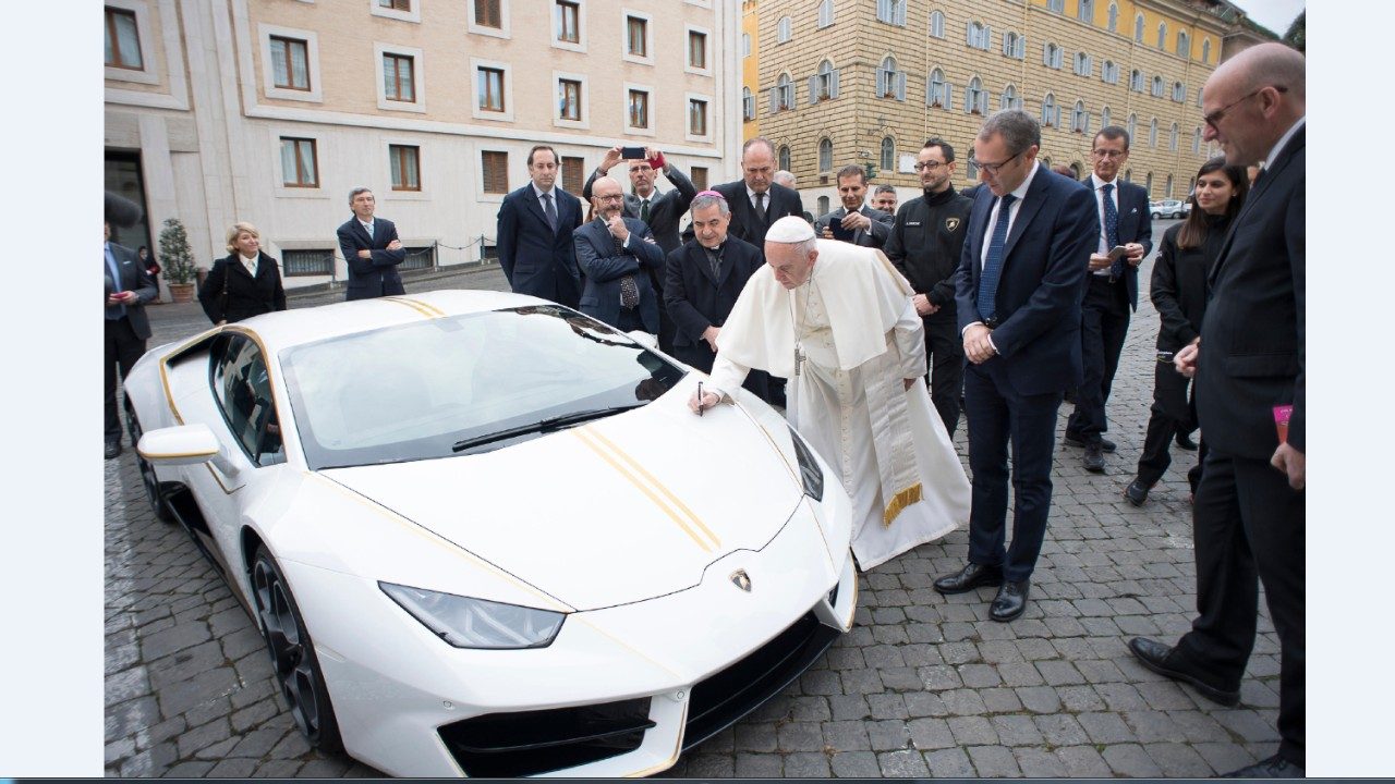 Pope Francis given Lamborghini to be auctioned for charity - Vatican News