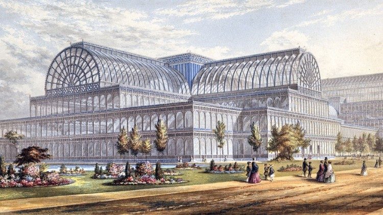 Londra 1851 GEORGE BAXTER Veduta esterna del Crystal Palace, incisione (Foto: Musei Vaticani)