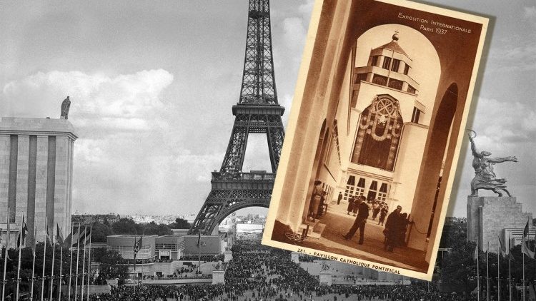 Parigi 1937 Exposition Internazionale des Arts et des Techniques, veduta del Champ de Mars e dei padiglioni dell’URSS e della Germania     (Foto: Musei Vaticani)