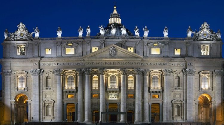 St Peter's at night. On Saturday evening, from 8:30 to 9:30 local time, St Peter's will go dark in observance of Earth Hour 2021