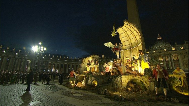 View of the Nativity scene in St Peter's Square following its inauguration on December 7th, 2017