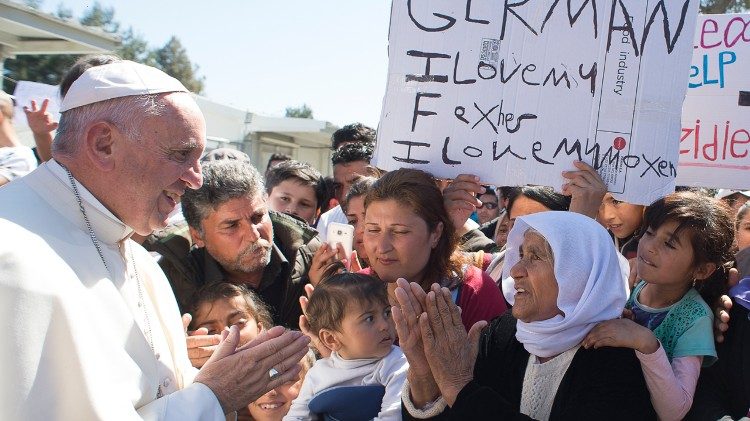 Papst Franziskus trifft Flüchtlinge auf Lesbos (2016)