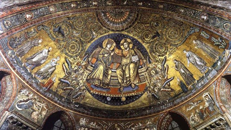 Jacopo Torriti, Incoronazione ella Vergine, mosaico, Basilica di Santa Maria Maggiore, Roma (1295 -96)