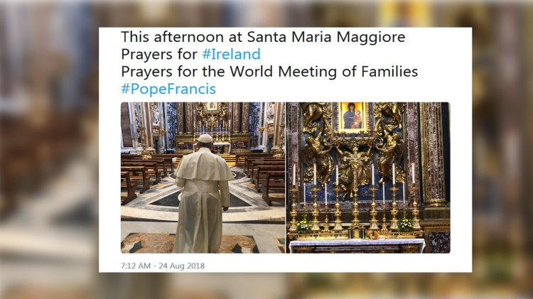 2018.08.24 Il Papa a Santa Maria Maggiore. Tweet del Direttore della Sala Stampa Greg Burke