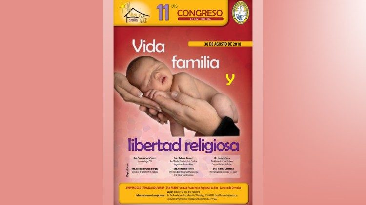 Flier announcing the "Life, Family and Religious Freedom" congress taking place in La Paz, Bolivia