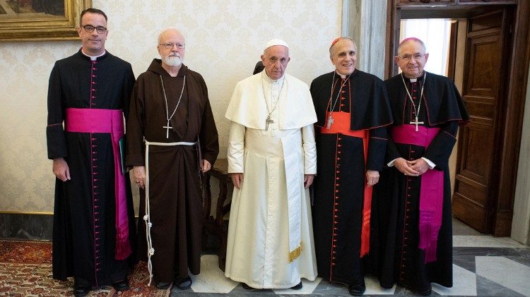 Pope Francis with the leadership of the USCCB at a meeting in Rome in September