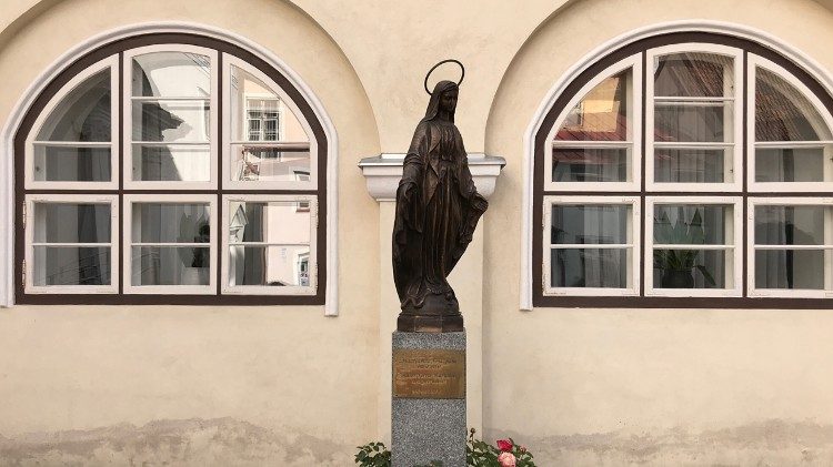 A statue of Mary at Tallinn's Catholic Cathedral