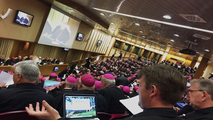 Members of the Synod of Bishops on Young People participate in a Synod Session