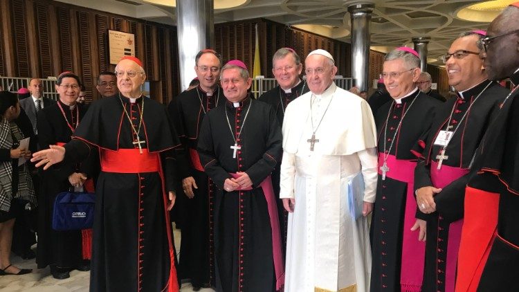 El Papa con algunos obispos de Brasil