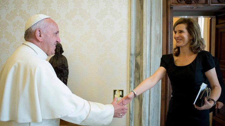 El Papa Francisco recibiendo ese día a la Princesa Esmeralda de Bélgica