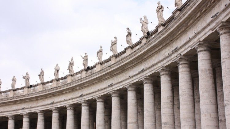 Statues of saints on the colonade of St. Peter's Square in Rome