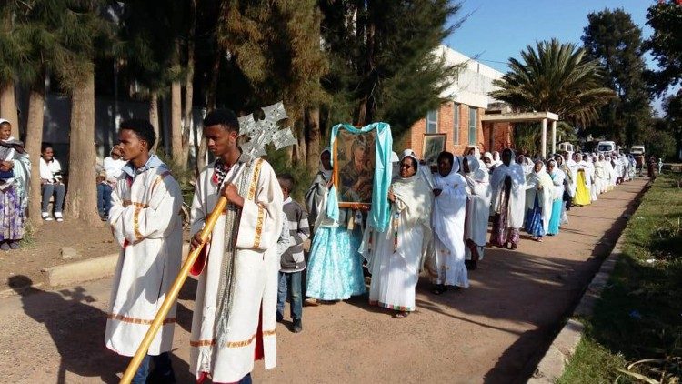 Orthodoxe Prozession in Asmara/Eritrea