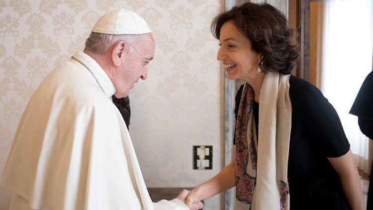 2018.12.17 Папа Франциск і Одрі Азулай, Генеральна Директорка UNESCO