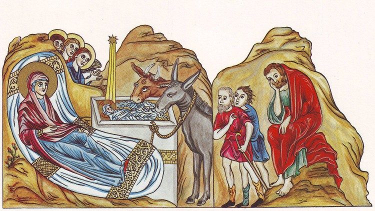 Херрада Ландсбергская "Рождество" , Hortus Deliciarum,  ок. 1180