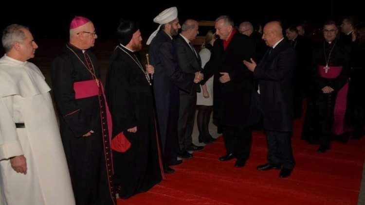L'arrivo del cardinale Parolin ad Erbil