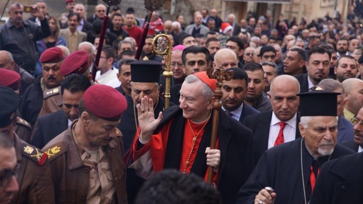 Secretário de Estado vaticano, cardeal Pietro Parolin em Qaraqosh, no Iraque - 28.12.2018