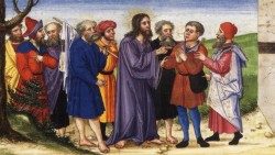 20190127_vangelo di domenica_Wikimedia Commons_Ottheinrich-Bibel, Bayerische Staatsbibliothek,_Matthias Gerung_1530-1532_guarigione del cieco di Gerico_a proclamare l’anno di grazia del Signore.jpg