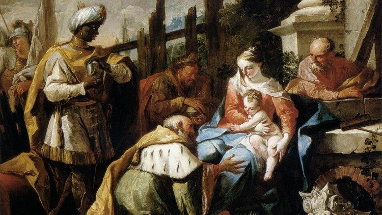Dijetarët e lindjes i ofrojnë dhuratat e tyre të çmuara Jezusit Foshnje