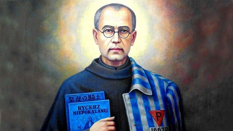 Saint Maximilien Kolbe (7 janvier 1894 - 14 août 1941), fondateur de la milice de Marie Immaculée, et déporté pendant la Seconde Guerre mondiale.