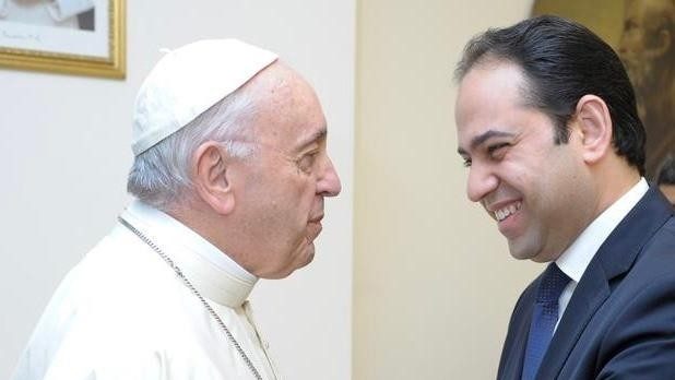 Pope Francis meeting Mohamed Mahmoud Abdel Salam in the Vatican in February 2019.