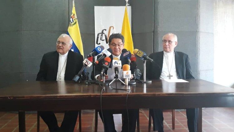 La conférence de presse des évêques du Venezuela, le 21 février 2019 à Caracas.