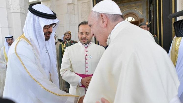 مراسم استقبال البابا فرنسيس في القصر الرئاسي في أبو ظبي 4 شباط فبراير 2019