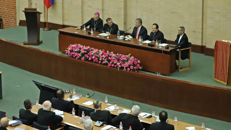 Les évêques de Colombie ici lors d'une rencontre avec le président Ivan Duque, en juillet 2018.