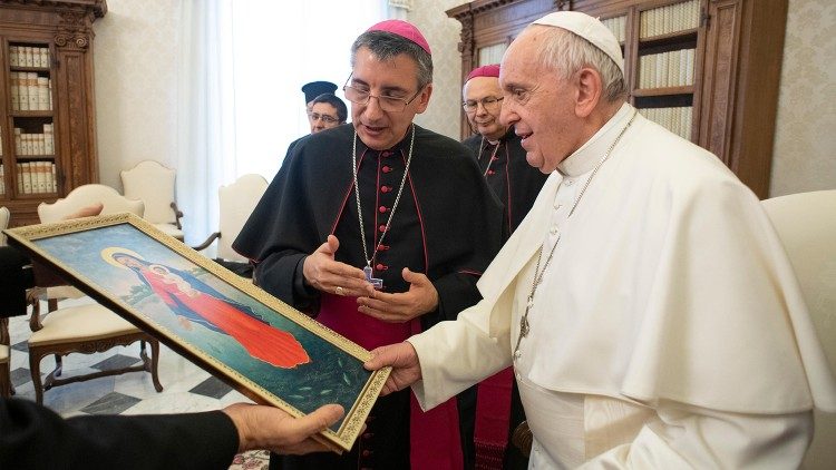 Com o Papa, dom José Mumbiela Sierra, na Visita ad Limina dos bispos do Cazaquistão - 01.03.2019 (Vatican Media)