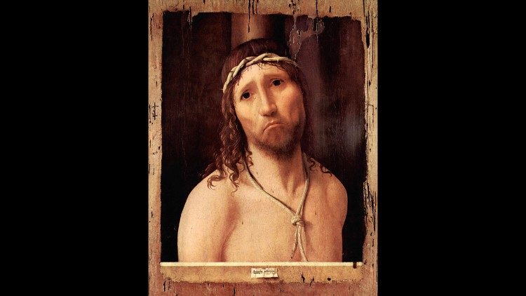 Antonello da Messina Ecce Homo, 1475 olio su tavola (rovere?), 48,5 × 38 cm (la parte dipinta 43 x 32,4 cm) Collegio Alberoni, Piacenza  Crediti fotografici: ©2018. Foto Scala, Firenze
